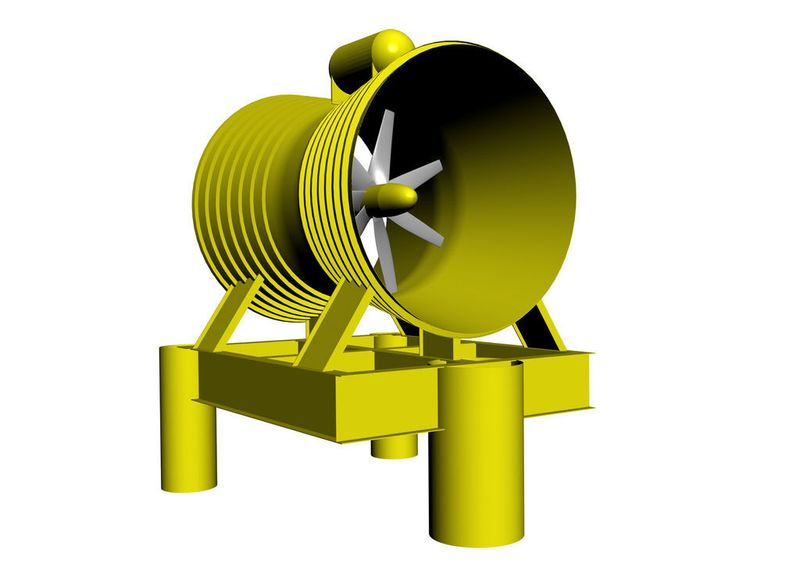 Bei der RTT handelt es sich um eine auf dem Meeresboden installierte Einheit, die über ein Unterwasserkabel an ein Umspannwerk auf dem Land angeschlossen ist. Ein Prototyp mit einer Leistung von 1 MW befindet sich jetzt am Ende seiner Konstruktionsphase und wird genügend Elektrizität erzeugen, um ungefähr 800 Haushalte zu versorgen.  (Bild: Altra)