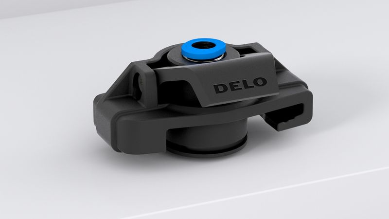 Der Abdichtmechanismus im pneumatischen Kleinkartuschenadapter Delo-Xpress C30 gleicht Kartuschentoleranzen zuverlässig aus und minimiert Druckluft-Leckagen. (Bild:  Delo)