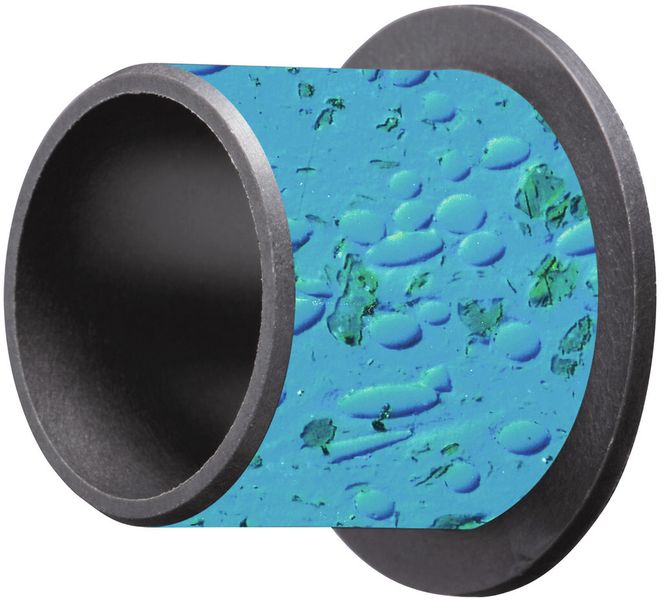 Gleitlager mit mikroskopischer Aufnahme des Kunststoffcompounds. (igus)