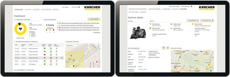 Durch das moderne Flottenmanagement bei Kärcher erhält jeder Nutzer die für ihn relevanten Informationen.(Bild:  Kärcher)