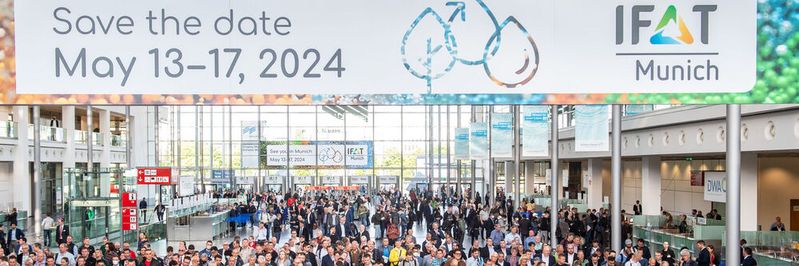 Vom 13. bis 17. Mai 2024 findet auf dem Münchner Messegelände mit der IFAT Munich die nächste Weltleitmesse für Wasser-, Abwasser-, Abfall- und Rohstoffwirtschaft statt. Dabei spielt das Chemische Recycling genauso wie das Trendthema Circularity for E-Mobility eine Hauptrolle.(Bild:  Messe München)