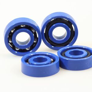 Neuer Werkstoff "xirodur D180", extrem verschleißfest für hohe Umdrehungsgeschwindigkeiten. Der Innen- und der Außenring sind aus dem neuen tribologisch optimierten Hochleistungswerkstoff gefertigt, der Käfig ist aus PA, die Kugeln sind optional aus Glas oder Edelstahl. 