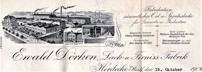 Historischer Briefkopf des Unternehmens von 1903. (Dörken)