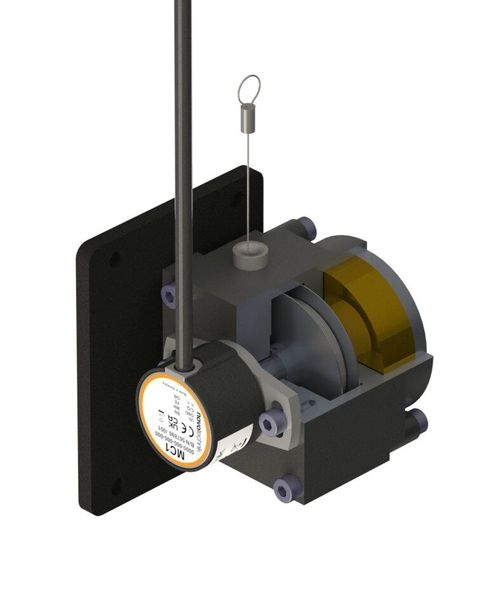 Ein Seillängengeber wandelt die lineare Position eines Messseils in ein elektrisches Messsignal um: Mit MC1- Sensorvariante (Bild: Novotechnik)