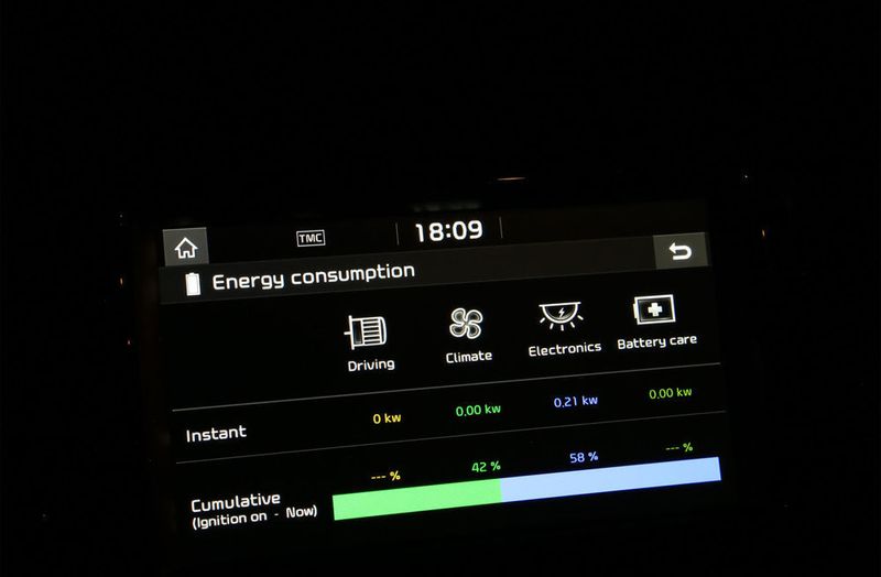 Das Display zeigt auf Wunsch diverse Informationen zu Batterie und Antriebssystem. (Kia)