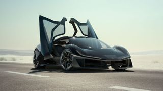 Die in einer spannenden Choreographie öffnenden Flügeltüren des Lotus Theory 1 beanspruchen etwa in engen Parkhäusern wenig Platz. (Bild: sp-x)