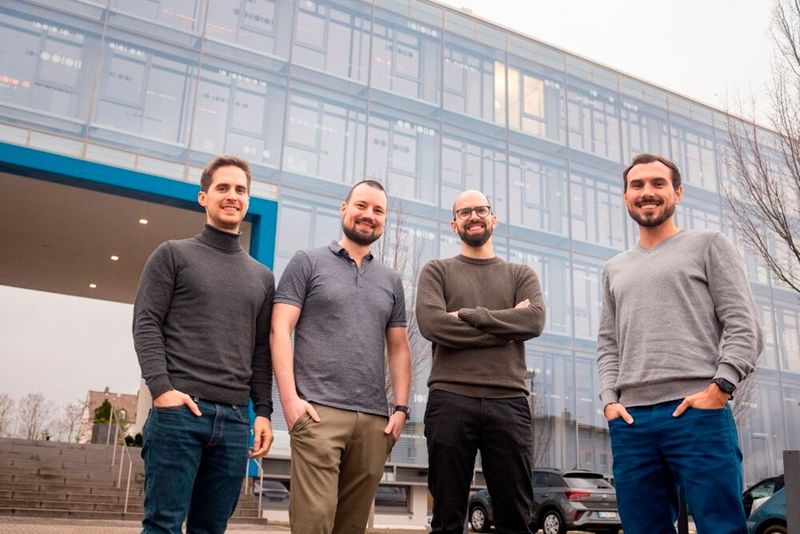 Das Gründerteam von Greenable aus Kaiserslautern (v.l. Alexander David, Lucas Hartmann, Dr.-Ing. Patrick Kölsch, Viktor Schiller) (Bild: Ramon Haindl)