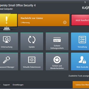 Die Oberfläche von Kaspersky Small Office Security.