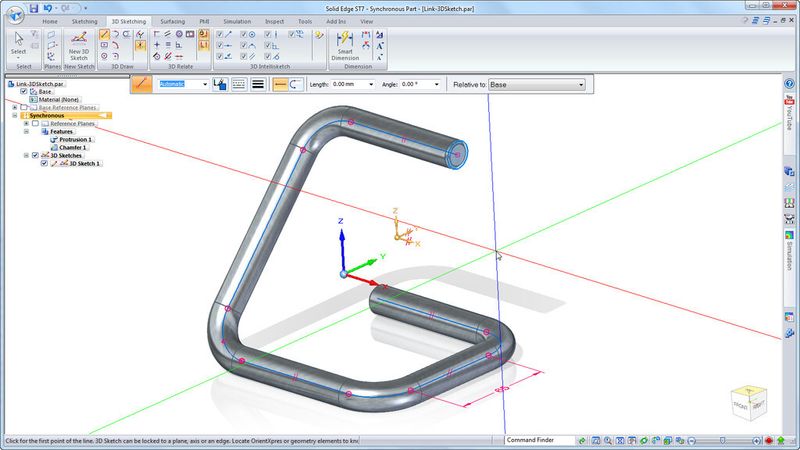3D-Skizzen für Komponenten, die sich in mehr als eine Ebene beugen. (Bild: Siemens PLM)