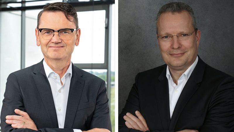 Andreas Fink (rechts) folgt als Vorstand Technik von Bertrandt auf Hans-Gerd Claus (links). (Bild: Bertrandt )