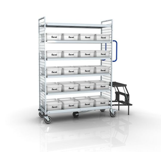 (Der Kommissionierwagen KT3 bietet eine Traglast von bis zu 300 kg. (Bild: Wanzl))