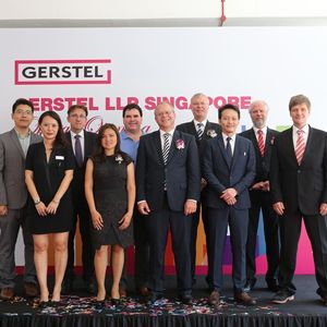 Gerstel Inauguration - Gerstel Management and Gerstel LLP Team Singapure: (front line, f.l) Ng Yi Lin (Administrative Manager), Tan Surakanpinit (Regional Manager), Holger Gerstel (Gerstel President), Stanley Wong (Service Specialist), Walter Mertzen (International Service Manager) (back line, f.l.): Li Xiao, Ph.D. (Application Chemist), Klaus-Peter Sandow (International Sales Manager), Kurt C. Thaxton (International Product Manager) Ralf Bremer (Gerstel President), Eberhard G. Gerstel (Gerstel President)