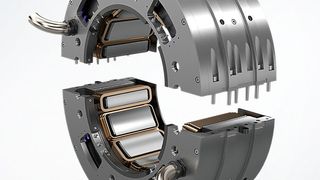 Das Bild zeigt ein spezielles, teilbares Magnetlager, das in einer Speisepumpenantriebsturbine im Kraftwerk Jänschwalde eingesetzt wird. (Siemens)