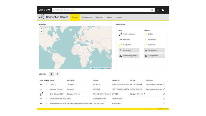 Die AXOOM IoT Plattform bietet Herstellern einen einfachen und schnellen Weg zum Einstieg in 
die Industrie 4.0: Sie ermöglicht eine bessere Verwaltung der Kunden und Produkte, besseren Service und neue Lösungen durch Vernetzung. Die AXOOM IoT Plattform ist offen für die Anbindung aller Maschinen, Komponenten und Sensoren. Sie ist einfach zu bedienen und modular ausbaufähig, dazu skalierbar für Echtzeit-Analyse von Live-Daten aus dem Feld und zur Entwicklung von Predictive Maintenance.  Und schließlich ermöglicht sie die Entwicklung neuer digitaler Geschäftsmodelle.Halle 8, Stand F12 (Axoom)