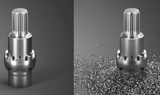 Kaltumformen vs. spanendem Umformen spart 64 Prozent Material und 45 Prozent CO2 ein. (Bild:  Arnold Umformtechnik)