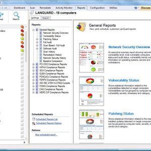 Alle Berichte lassen sich über die Konsole von GFI LanGuard auf der Registerkarte „Berichte“ (Reports) abrufen.