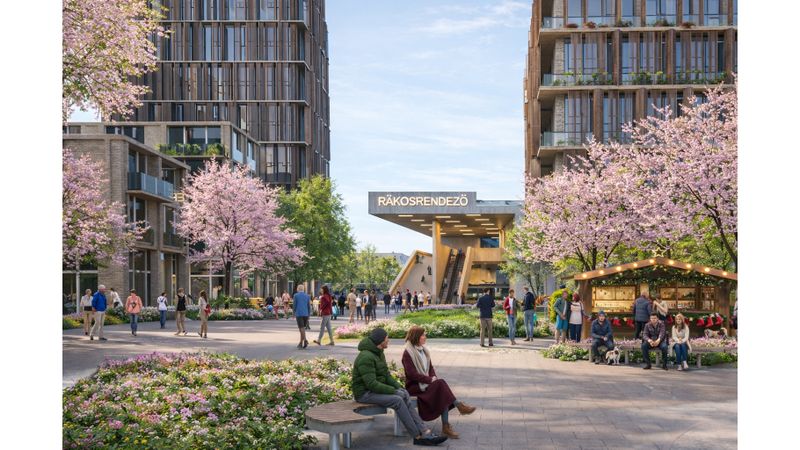 Ein internationales, multidisziplinäres Team unter der Leitung des französischen Architekturbüros Coldefy hat einen bedeutenden Wettbewerb zur Erstellung eines Masterplans für Rákosrendező in Budapest gewonnen. (Visualisierung:  © Zoa)
