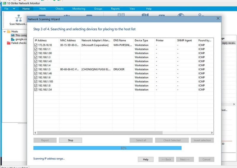 Anbinden der verschiedenen Clients und Netzwerkgeräte im Netzwerk an den Network Monitor. (Bild: Joos - 10-Strike Software)