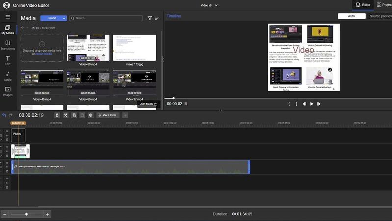Der nahtlos integrierte kostenfreie Online-Videoeditor von Solveig ermöglicht die Nachbearbeitung ohne Medienbruch, Programmwechsel oder Drittsoftware.(Bild:  Solveig Multimedia)