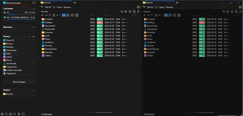 OneCommander bietet eine moderne Oberfläche für die Verwaltung von Dateien und Ordnern. (Bild: Joos – Milos Paripovic)
