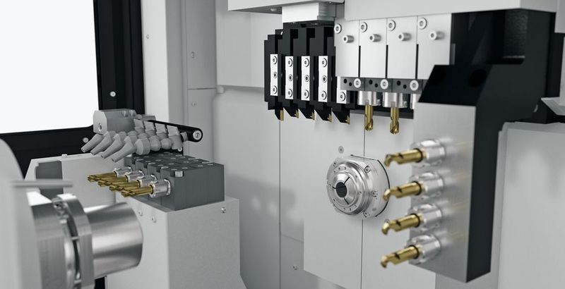 Innenansicht der DT26, eine Hochleistungsmaschine mit ausgezeichneten Leistungsmerkmalen zum Drehen von Stangen mit einem Durchmesser bis 25,4 mm. (Bild: Tornos)