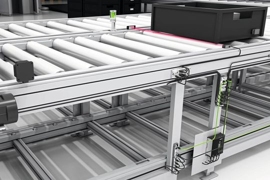 IO-Link-Topologie auf dem Förderband – von der Stromversorgung bis zu Condition-Monitoring-Sensoren.(Bild:  Balluff)