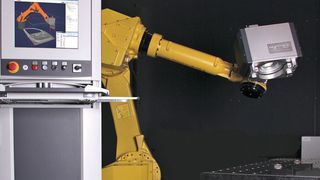 Die wesentlichen Komponeneten der roboterbasierten Schweißlösung sind Steuereinheit und Scankopf. (Bild: Scanlab)