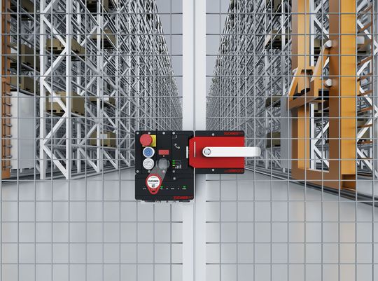 Dream-Team für die Intralogistik: Das modulare Schutztürsystem MGB2 Modular kombiniert mit dem Schlüsselsystem CKS erfüllt alle Anforderungen an Flexibilität, Kosteneffizienz und Betriebssicherheit.(Bild:  Euchner)