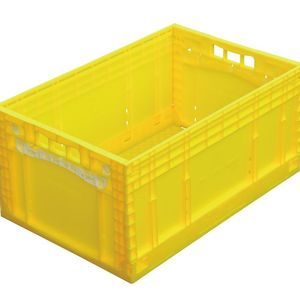 Die als Produkt des Jahres 2011 ausgezeichnete Klappbox Ecotec ETC ist vielseitig einsetzbar und in vielen Varianten, etwa mit beidseitiger Display-Öffnung, verfügbar.  Bild: SSI Schäfer
