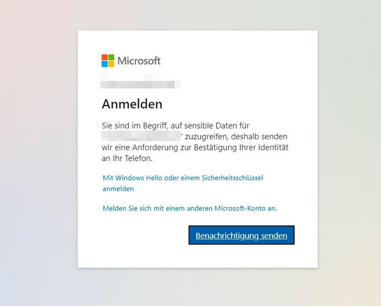 Windows Hello kann auch auf Clouddiensten von Microsoft und zusammen mit Azure AD über die Authenticator-App zum Einsatz kommen. (Bild: Joos)