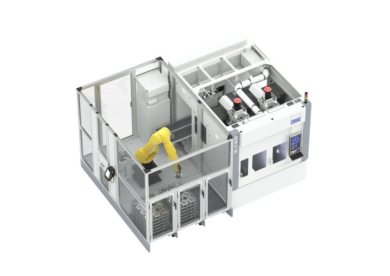 Automation cell with basket stacks (Source: Emag)