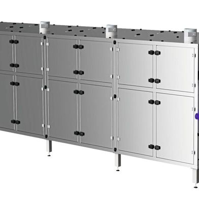 Séchoir à bande modulaire de Harter destiné au séchage économe en énergie des boues d'épuration. En fonction du volume de boues ou du débit, les installations peuvent être configurées de manière flexible avec 1 à 10 modules – la photo montre une installation à cinq modules. (Image :Plus dur)