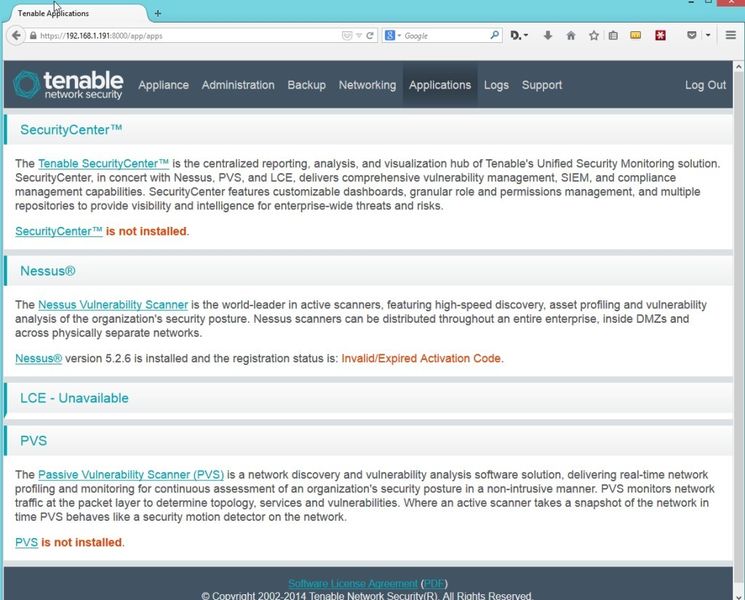 Die virtuelle Applikation enthält alle Produkte von Tenable, jedes muss separat aktiviert und gestartet werden. (Bild: Moritz Jäger)