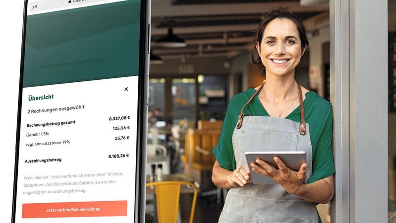 Über die Web-Anwendung Cashfox können Unternehmer direkt entscheiden, welche Rechnung sie sich sofort auszahlen lassen wollen, um liquide zu bleiben.(Bild:  ABC Finance)