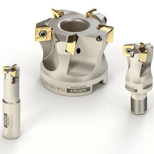 Dass Eck- und HFC-Platten in einem Plattensitz montiert sind, ist einzigartig und patentiert, wie Arno Werkzeuge betont. Die Wendeschneidplatten sind außerdem am gesamten Umfang präzisionsgeschliffen und poliert.(Bild:  Arno Werkzeuge)