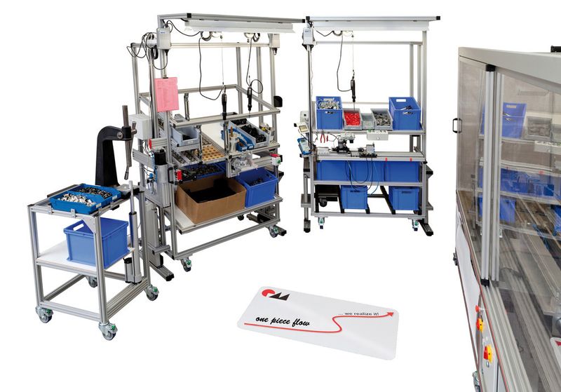 Modular aufgebaut und maßgeschneidert – One-piece-Flow-Produktionsinseln nach dem RK LEAN SOLUTION-Prinzip lassen sich beliebig oft duplizieren oder je nach Auftragseingang schnell variieren (Fritz Degen)