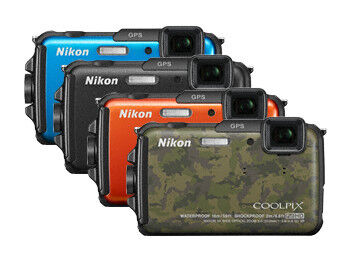 Die Coolpix AW110 ist in den vier Farben Schwarz, Blau, Orange und Camouflage voraussichtlich ab Mitte Februar 2013 zu einer unverbindlichen Preisempfehlung von 349 Euro im Handel erhältlich. (Bild: Nikon)