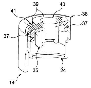 Ein Endoskop mit einem Ansaugventil mit Abdichtbutton.(Bild:  DPMA)