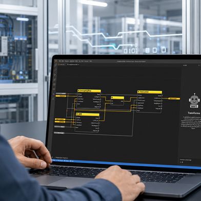 Modernes Engineering für funktionale Sicherheit: Der Neuron Smart Engineer ermöglicht KI-gestützte Entwicklung und grafische Programmierung (FBD) direkt in der industriellen Arbeitsumgebung. (Bild: Neuron Automation)