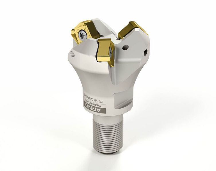 Beim neuen FT-Planfräsersystem 09 von Arno Werkzeuge können die Schneiden der Wendeschneidplatten viel besser ausgenutzt werden, wenn es um relativ geringe Zustellungen bis maximal 4 Millimeter geht. So sind sie langlebiger, sagt der Hersteller. (Bild: Arno)