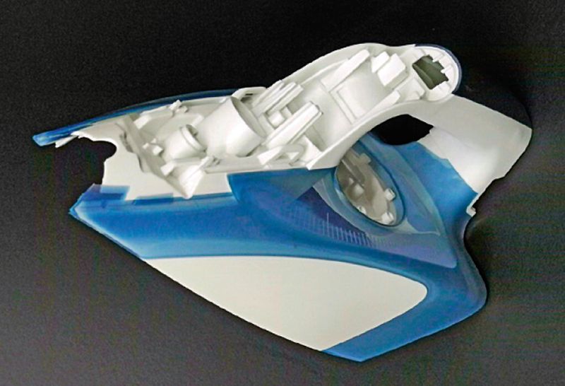 Conformally cooled inserts are used in the complex ribbed areas at the front of Rowenta’s steam irons. (Source: Concept Laser)