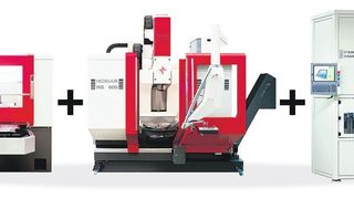 Die Bearbeitungszentren sind vorbereitet für eine Automatisierung mit einem Palettenspeicher oder einer Roboterzelle; zusätzlich steht optional eine Schnittstelle für ein 190-fach-Stand-by-Werkzeugmagazin zur Verfügung. Bild: Hedelius (Archiv: Vogel Business Media)