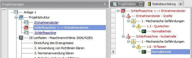 Wenn Maschinen oder unvollständige Maschinen miteinander kombiniert werden, können neue Gefährdungen entstehen. Safexpert bietet eine spezielle Funktion, mit der eine Risikobeurteilung an den Schnittstellen durchgeführt werden kann. (Bild: Sick)