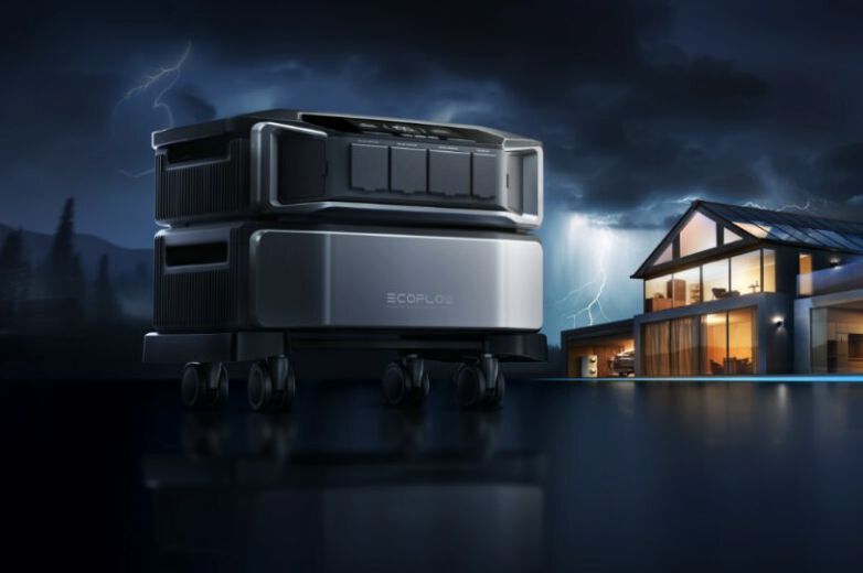 Eco Flow zeigte erstmals seinen Batteriegenerator für das Haus. Er soll einen Haushalt bis zu einem Monat lang mit Strom versorgen können und mit verschiedenen Energiequellen kompatibel sein.  (Bild: Ecoflow)