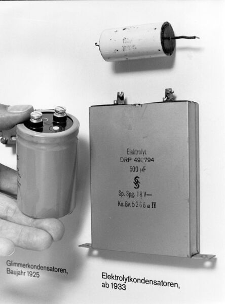 Bild 15: Elektrolytkondensatoren von Siemens ab 1933 (Siemens Archiv)