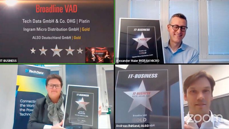 In der Kategorie Broadline VAD geht der Platin-Award an Tech Data. Gold gewinnen Ingram Micro und Also. Herzlichen Glückwunsch! (Vogel IT-Medien)