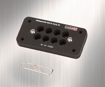 Bild 3: Die sehr kleine, individuelle Kabeleinführung KDP/S 32/8.(Bild:  Murrplastik)