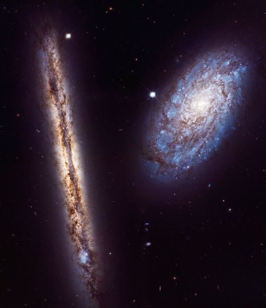 Galaxien NGC 4302 und NGC 4298 (2017): Anlässlich des 27. Jahrestages des Starts des Hubble-Weltraumteleskops der NASA am 24. April 1990 benutzten Astronomen das legendäre Teleskop, um ein Porträt eines atemberaubenden Paares von Spiralgalaxien aufzunehmen. Dieses Sternenpaar bietet einem außenstehenden Beobachter einen Eindruck davon, wie unsere Milchstraßen-Galaxie aussehen würde. (NASA)