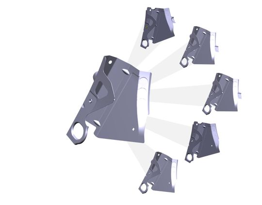 Die Lösung identifiziert automatisch ähnliche Komponenten in großen Datenbeständen und gruppiert sie nach ihrem geometrischen Übereinstimmungsgrad.(Bild:  Invenio)