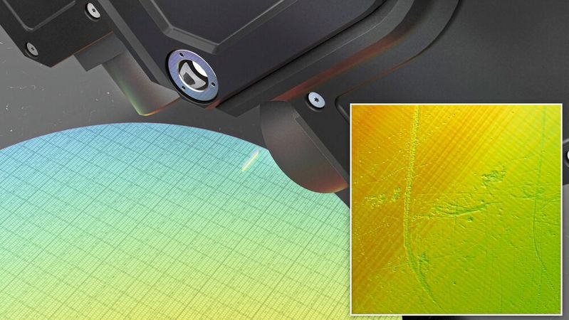 Bei der Material- und Oberflächenkontrolle müssen Fehlerquellen in nm-Bereich sicher detektiert werden. Dementsprechend muss das Zusammenwirken von Positioniersystem und 3D-Messtechnik perfekt erfolgen. Selbst stark spiegelnde oder transparente Oberflächen dürfen nicht zu Fehlern führen.(Bild:  LMI und PEAK Metrology)